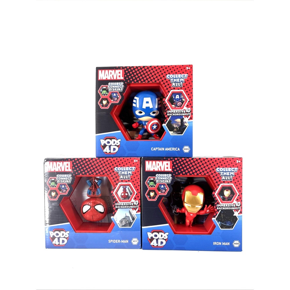 WOW! PODS - 4D Marvel Spider-man Ironman Captain America Connectable Collectable